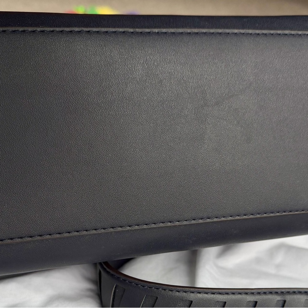 Anne Klein Elegant Dark Navy Satchel with Gold Accent - Picture 10 of 10